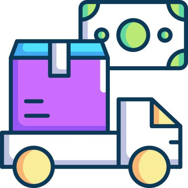 Nakit parayla teslimat kamyonunun minimalist vektör çizimi