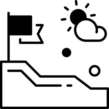 Bayrak ile karikatür manzarasının minimalist vektör illüstrasyonu