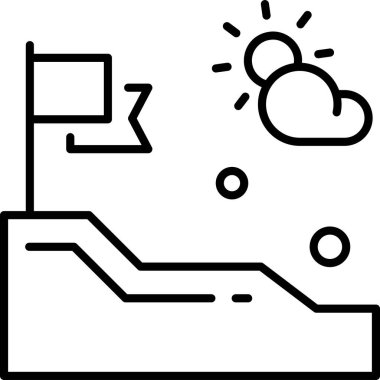 Bayrak ile karikatür manzarasının minimalist vektör illüstrasyonu