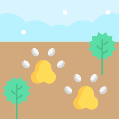 Pençe izlerinin minimalist çizgi film çizimi