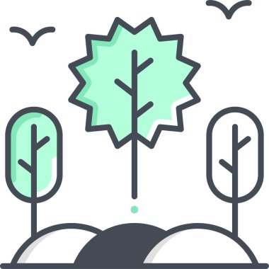 Ağaçlı manzaranın minimalist çizimi