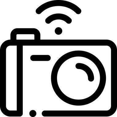 Kameranın kablosuz işaretli minimalist karikatür çizimi