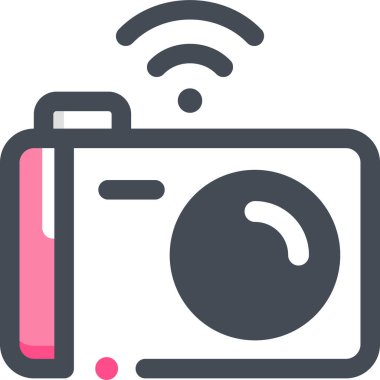 Kameranın kablosuz işaretli minimalist karikatür çizimi