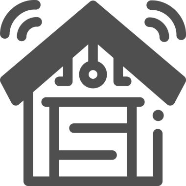 Akıllı garajın minimalist çizgi film çizimi