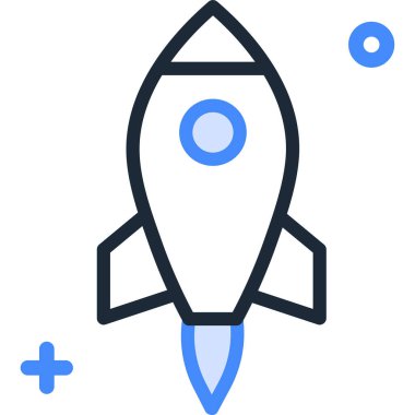 minimalist vektör illüstrasyonu, roket simgesi