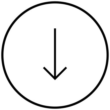 Aşağı ok düğmesinin minimalist vektör illüstrasyonu