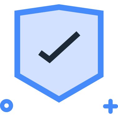 Kontrol işareti ve koruma kavramına sahip koruma minimalist vektör simgesi