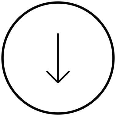 aşağı okun siyah minimalist vektör simgesi