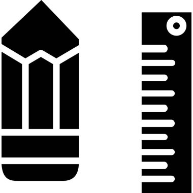 kalem ve ölçeğin siyah minimalist vektör simgesi