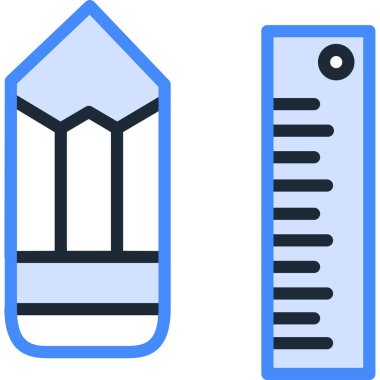 kalem ve ölçeğin siyah minimalist vektör simgesi