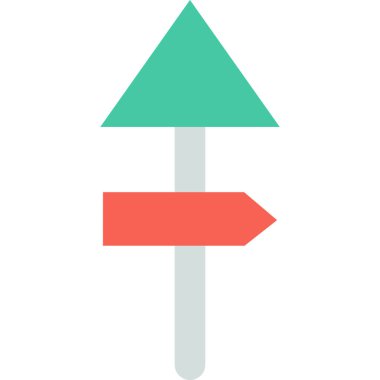 yön oku ile yol işaretinin siyah minimalist vektör simgesi