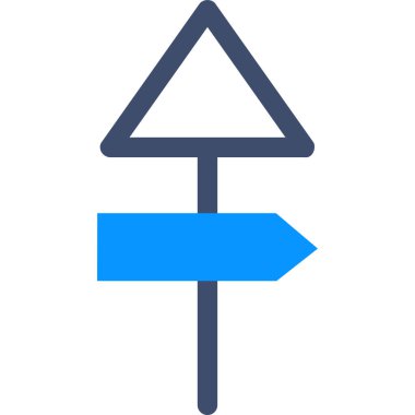 yön oku ile yol işaretinin siyah minimalist vektör simgesi