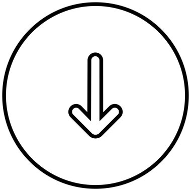 aşağı okun siyah minimalist vektör simgesi