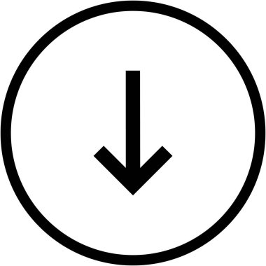 aşağı okun siyah minimalist vektör simgesi