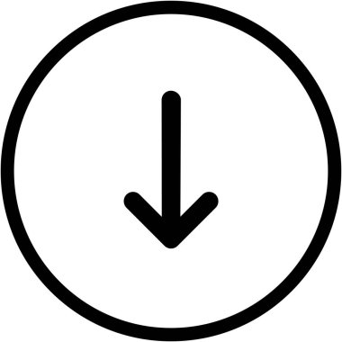 aşağı okun siyah minimalist vektör simgesi