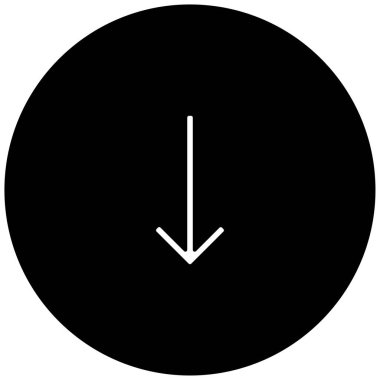 aşağı okun siyah minimalist vektör simgesi