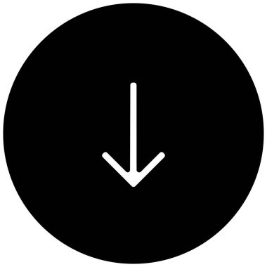 aşağı okun siyah minimalist vektör simgesi