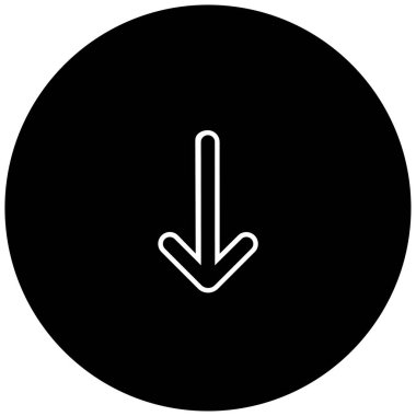 aşağı okun siyah minimalist vektör simgesi