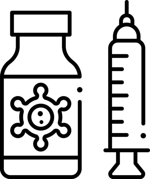 Minimalistische Vector Illustratie Van Vaccin Pot Spuit — Stockvector