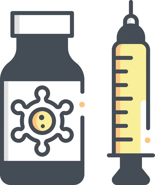 Мінімалістична Векторна Ілюстрація Баночки Вакцин Шприца — стоковий вектор