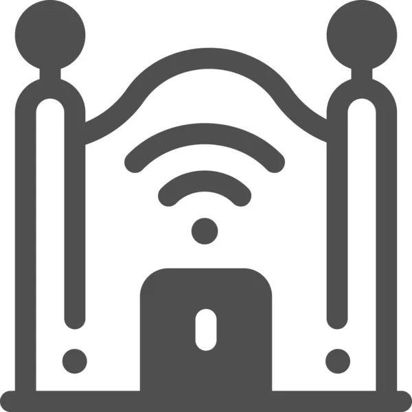 Illustration Vectorielle Minimaliste Porte Intelligente Avec Symbole Wifi — Image vectorielle