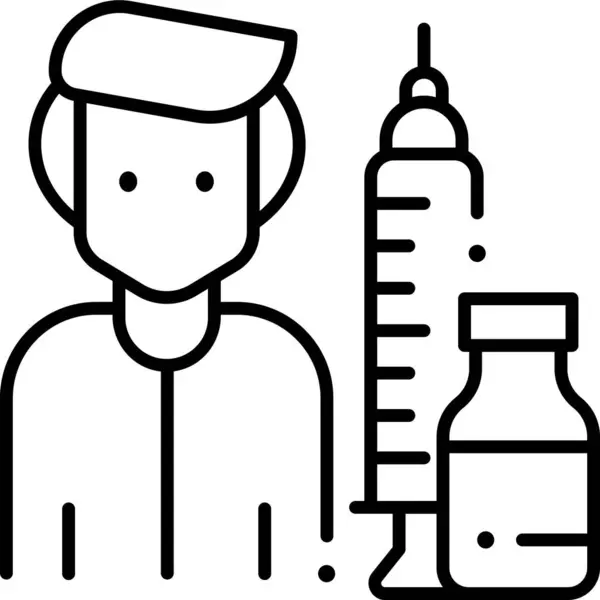 Illustrazione Vettoriale Minimalista Dell Uomo Con Vaccino — Vettoriale Stock