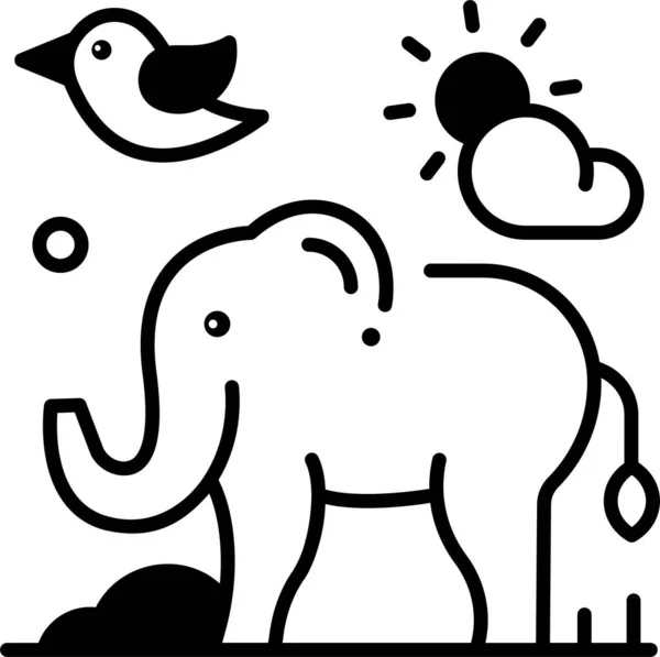 Minimalistische Vector Illustratie Van Cartoon Olifant — Stockvector