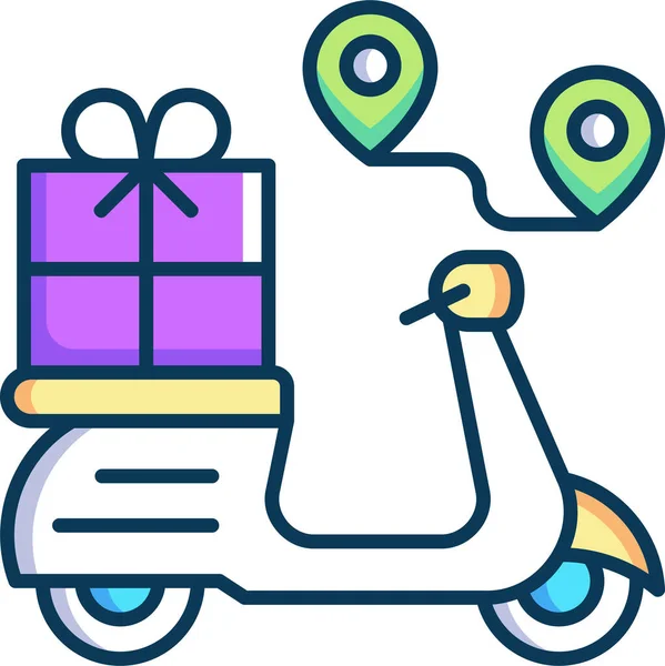 Ilustración Vectorial Minimalista Scooter Entrega — Archivo Imágenes Vectoriales