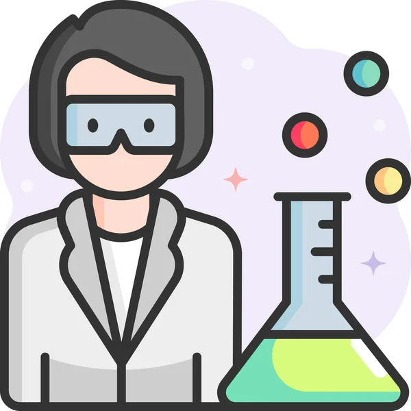 Minimalistic Vector Illustration Female Scientist Test Tube — Stock Vector