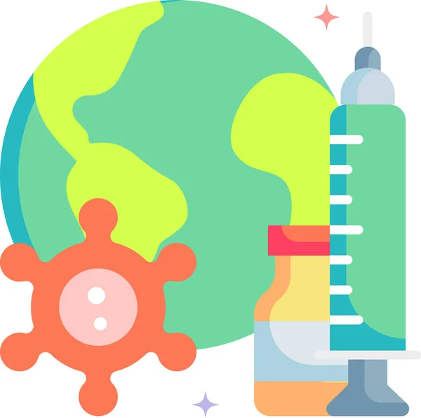 地球とワクチンの最小限のベクトル図です — ストックベクタ