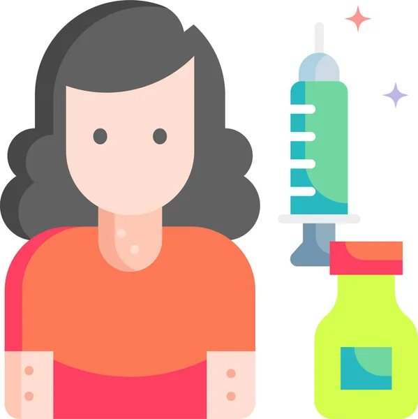 Minimalistische Karikatur Von Person Und Impfstoff — Stockvektor