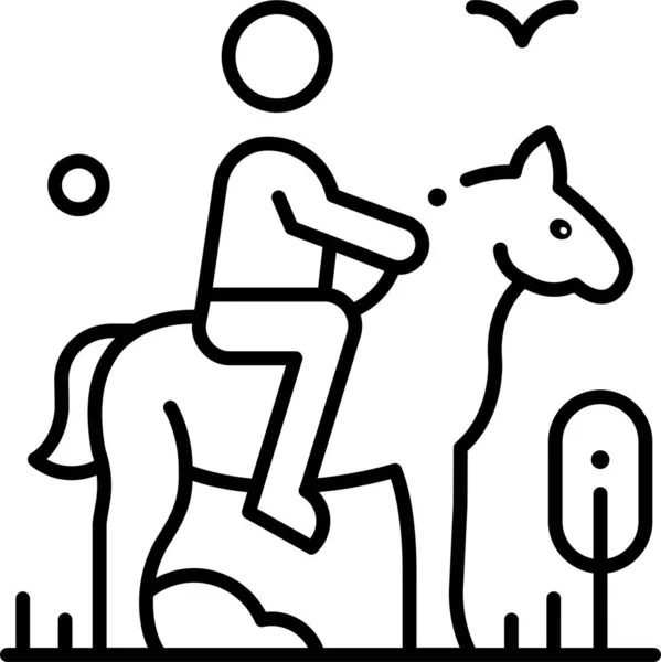 Ilustración Dibujos Animados Minimalista Persona Caballo — Vector de stock