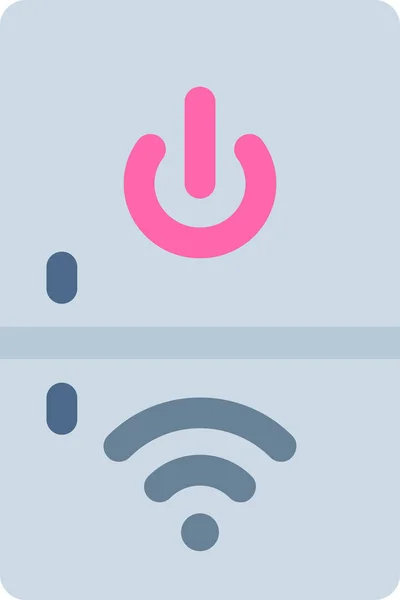 Illustration Dessin Animé Minimaliste Réfrigérateur Avec Puissance Signes Wifi — Image vectorielle