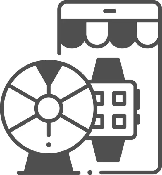 Ilustración Vectorial Minimalista Reloj Inteligente Página Web Tienda Rueda Lotería — Vector de stock