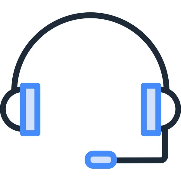 Ilustración Vectorial Minimalista Auriculares Con Micrófono — Vector de stock