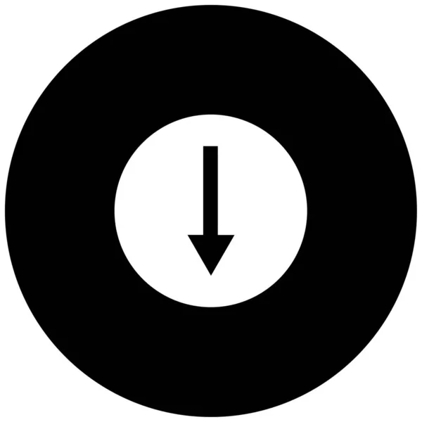 矢印の下の黒いミニマリズムのベクトルアイコン — ストックベクタ
