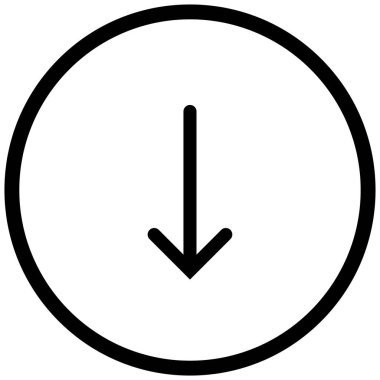 aşağı okun siyah minimalist vektör simgesi