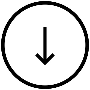 aşağı okun siyah minimalist vektör simgesi