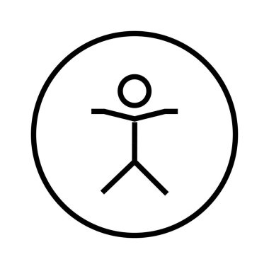 Çemberdeki insanın siyah minimalist vektör simgesi