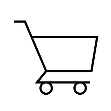 alışveriş arabasının siyah minimalist vektör simgesi