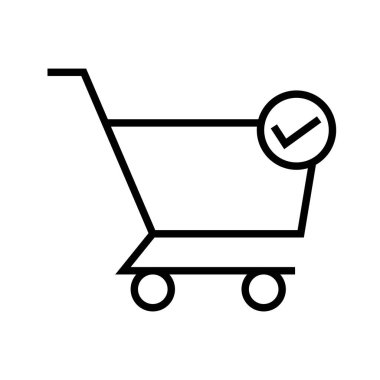 alışveriş arabasının işaretli siyah minimalist vektör simgesi