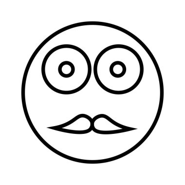 yüzün bıyıklı siyah minimalist vektör simgesi