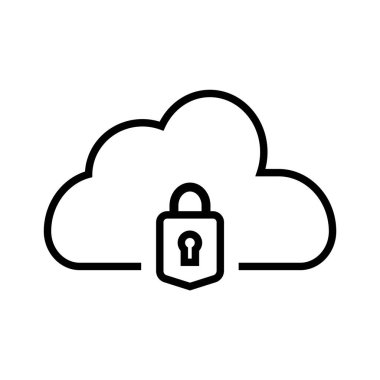 Kilitli siyah minimalist bulut vektör simgesi 