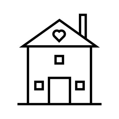 kalp ile evin siyah minimalist vektör simgesi