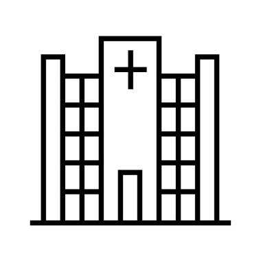 Hastane binasının siyah minimalist vektör simgesi