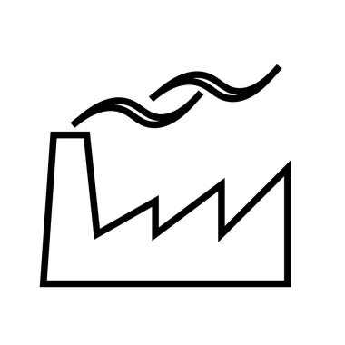 Fabrika binasının dumanlı siyah minimalist vektör simgesi