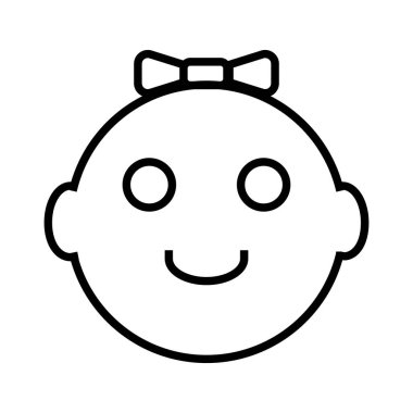 Gülümseyen bebek yüzünün siyah minimalist vektör simgesi