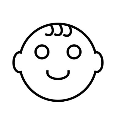 Gülümseyen bebek yüzünün siyah minimalist vektör simgesi