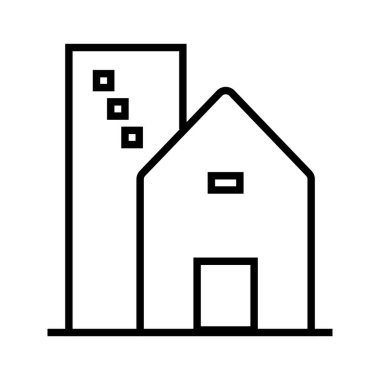 iki binanın siyah minimalist vektör simgesi