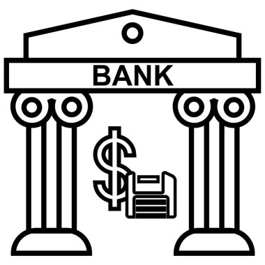 Banka girişinin siyah minimalist vektör simgesi